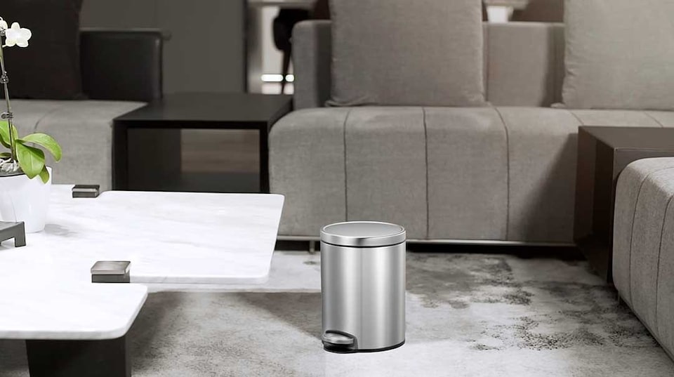 image 1 of EKO Eva Pedal Bathroom Bin 5 Litres, Rubbish Bin with Soft Close Lid, Removable Inner Bucket, Perfect for Bathroom, Bedroom & Home, White