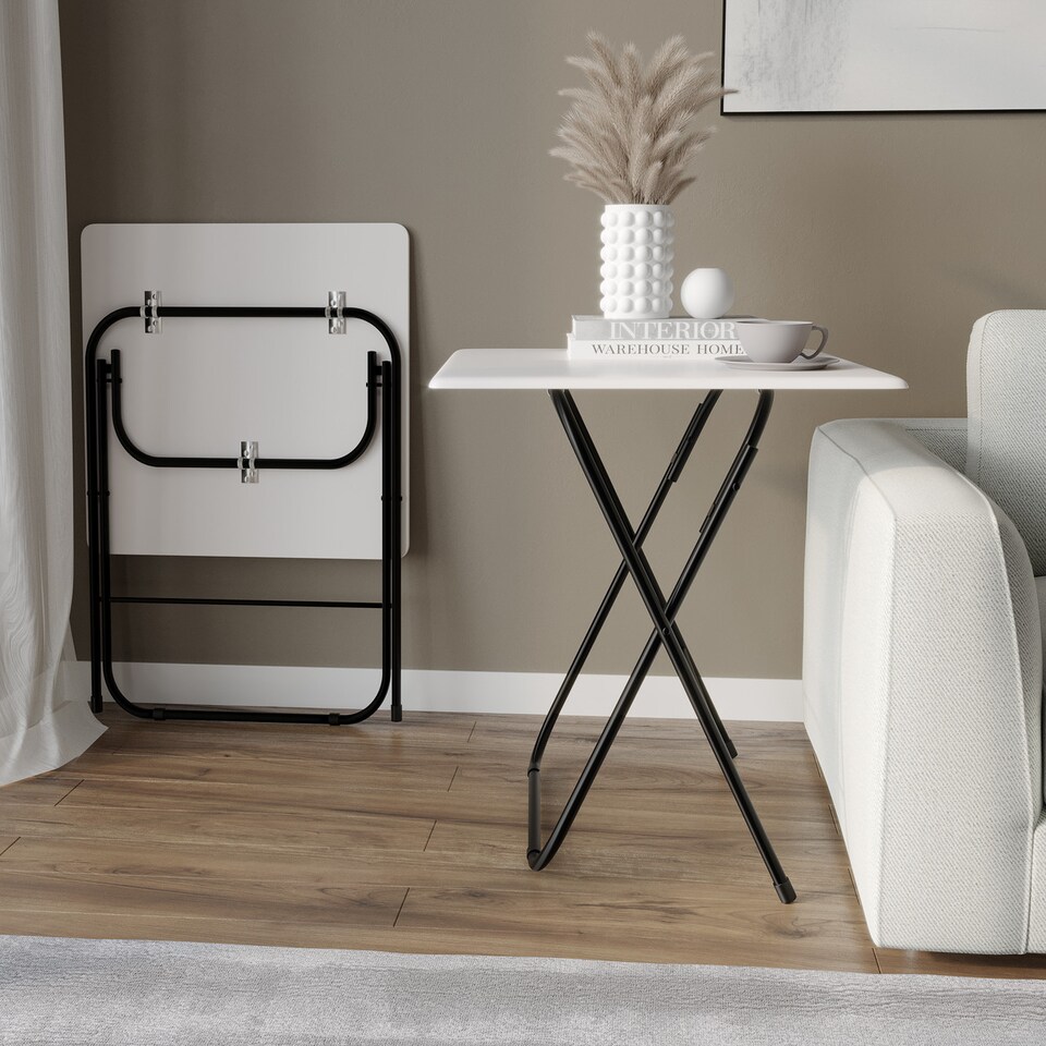 image 1 of Foldable Table with Metal Legs - Large | White | 1