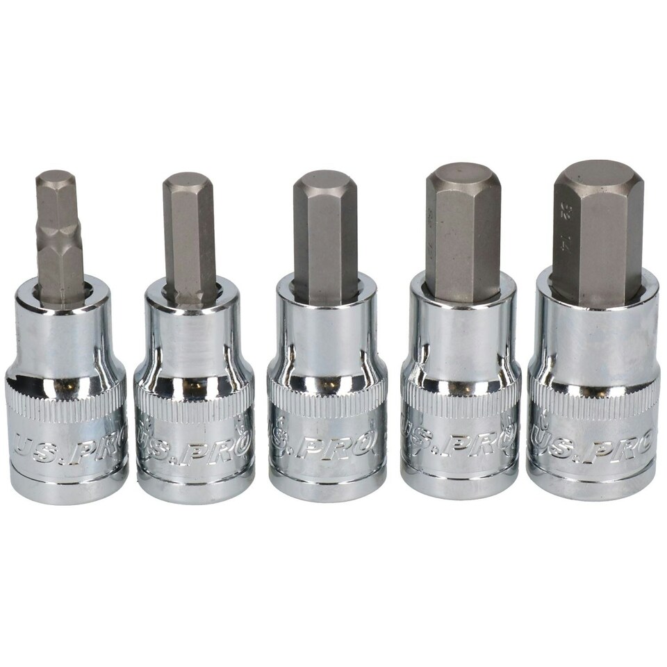 image 1 of Hex / Allen Sockets Key Bits 1/2" Drive Metric Sizes 7mm - 14mm 5pcs