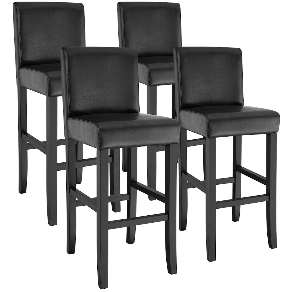 image 1 of Bar Stools with a padded backrest and faux leather cover | Black | black | 41 x 40 x 107 cm | 4