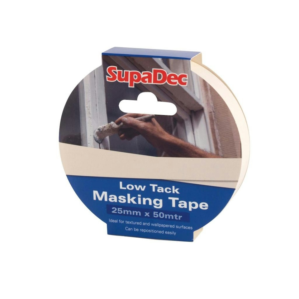 SupaDec Low Tack Masking Tape - Cream - 50m x 38mm