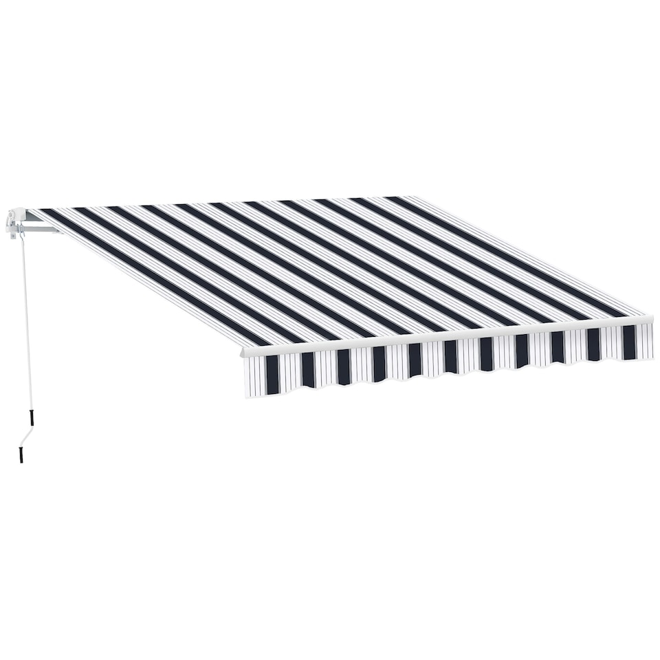 image 1 of Outsunny Garden Sun Shade Canopy Retractable Awning, 2.5 x 2m, Blue and White