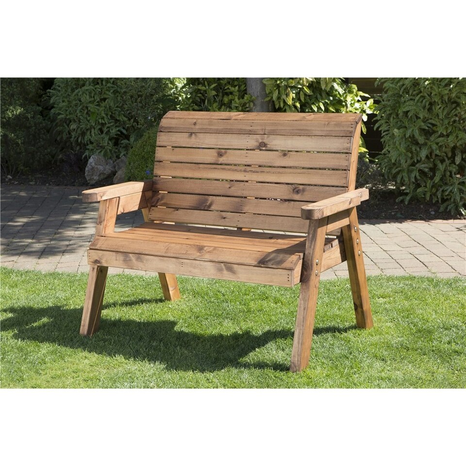 image 1 of Traditional Wooden 2 Seater Bench With 1 x Bench Cushion Burgundy, 1 x Scatter Cushion Burgundy & Standard Fitted Cover