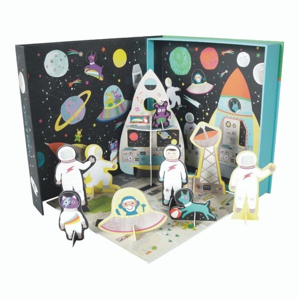 image 1 of Floss & Rock Pop-Out Playscenes & 20 Piece Puzzle - Space