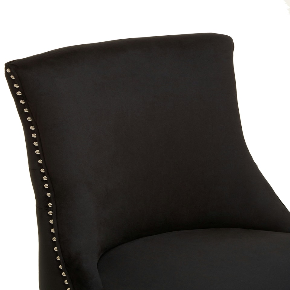 image 1 of Interiors by Premier Black Velvet Dining Chair, Curved High Back Office Chair, Aesthetic Velvet Accent chair for Living Room