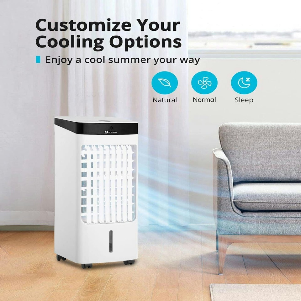 image 1 of PureMate 4L Portable Air Cooler with 4 Operating Modes, LED Display, Timer & Remote Control