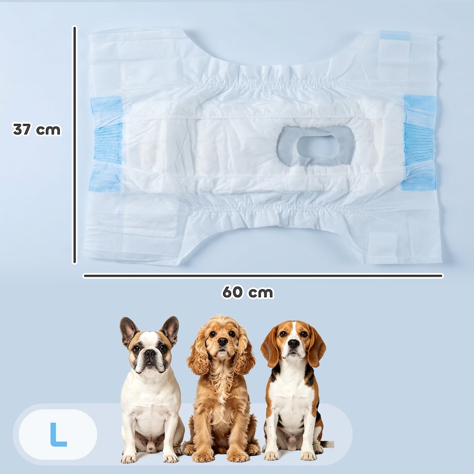 image 1 of PawHut Disposable Dog Diapers Female Dog Nappies L Dogs 48 Count