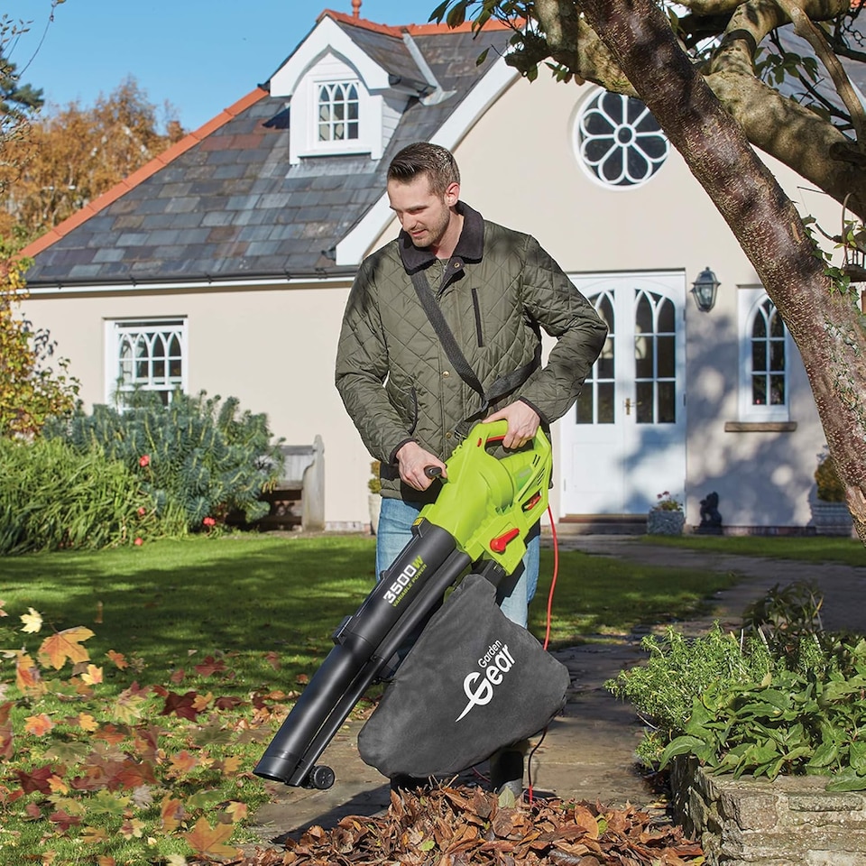 image 1 of Leaf Blower Vacuum & Shredder Mulcher, Electric 3 in 1, Variable Speed,  Large 45L Collection Bag,10m Cable, 3500W
