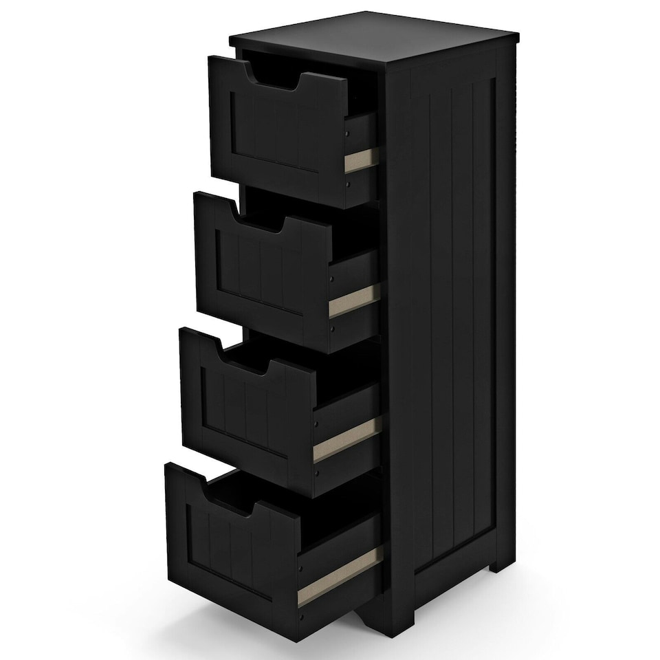 image 1 of COSTWAY Bathroom Storage Cabinet Storage Organizer Black Grey