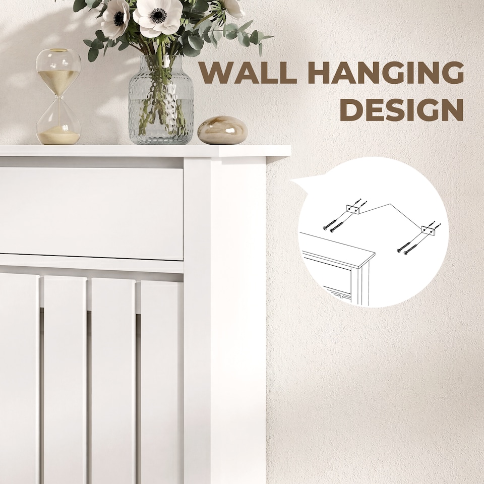 image 1 of HOMCOM Radiator Cover with Drawer and Vertical Slats White