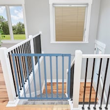 Safetots Top of The Stairs Screw Fitted Stair Gate, Azure Blue Wooden, 63.5cm - 105.5cm, Wood Baby Gate, Safety Gate | Blue | 1