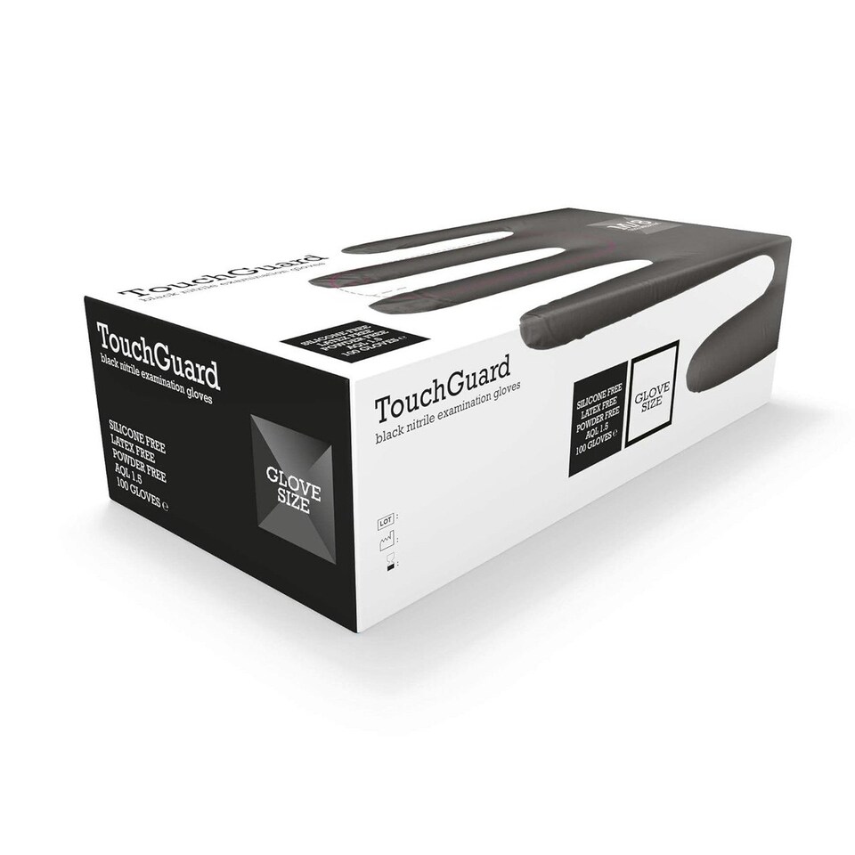image 1 of Touchguard Black Nitrile Gloves - Box of 100x Black | Large