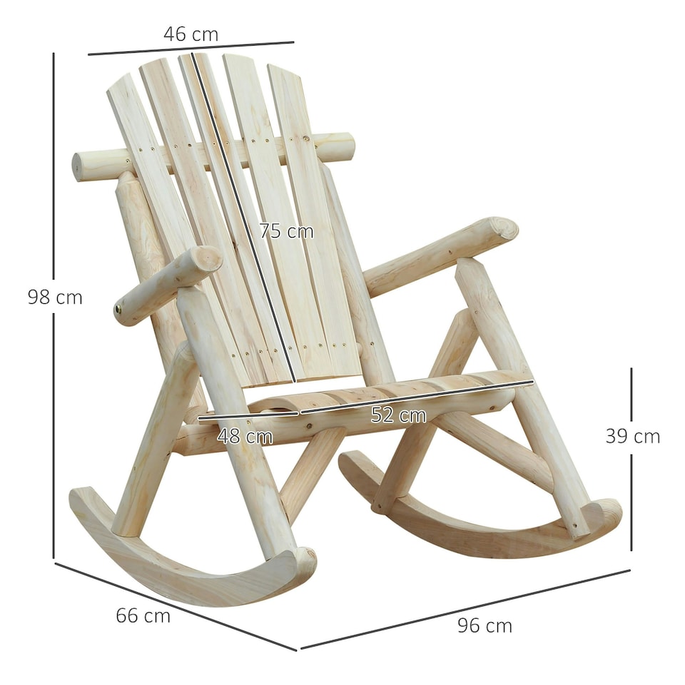 image 1 of Outsunny Wooden Rocking Chair Lounger Relaxing Balcony Garden Seat