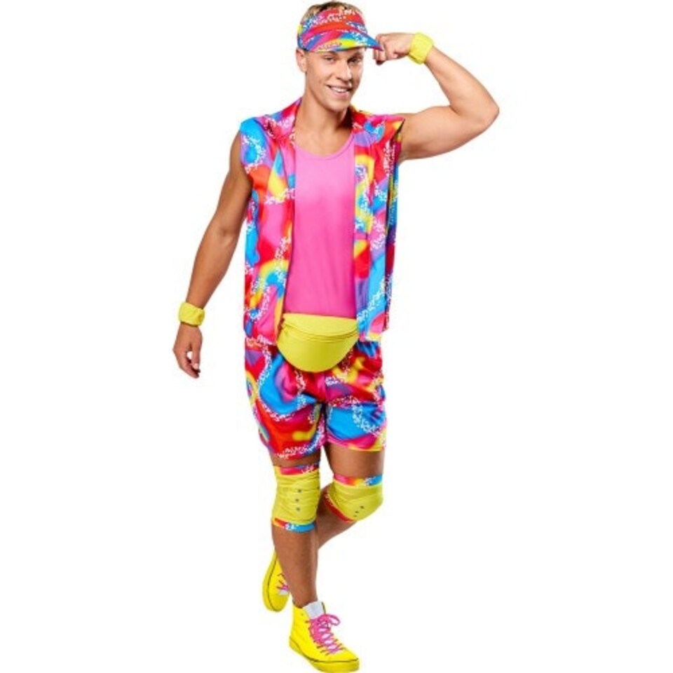 image 1 of Barbie Mens Ken Roller Skate Costume Set - Pink/Multicoloured - M M