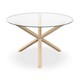 image 1 of Malvern Round Dining Table 4-6 Seater w Solid Oak Legs | Clear | Glass