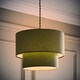 image 3 of ValueLights Jodie Two Tier Sage Linen Ceiling Drum Lamp Shade | Green