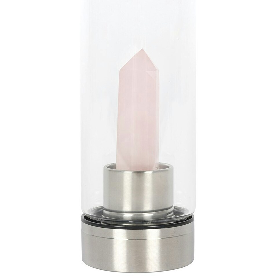image 1 of Something Different Rose Quartz Glass Water Bottle - Transparent - One Size