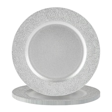 Argon Tableware Hammered Charger Plates - 33cm - Silver - Pack of 6 Grey