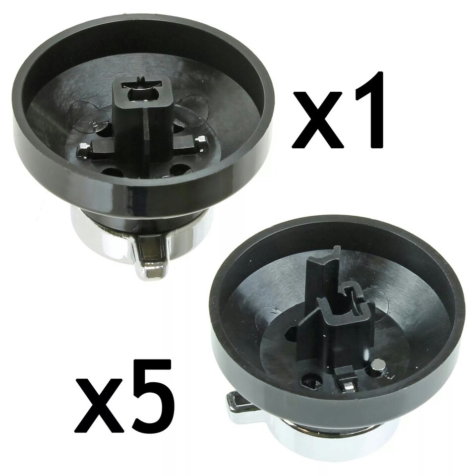 image 1 of SPARES2GO Control Knob for Belling  444445523, 444445724  New World 444441153 Gas Oven Cooker (Pack of 6 Knobs) Black | Silver