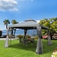 image 2 of Outsunny 3Mx3M Garden Gazebo Double Top Outdoor Canopy Patio Event Party Wedding Tent Backyard Sun Shade with Netting  Grey