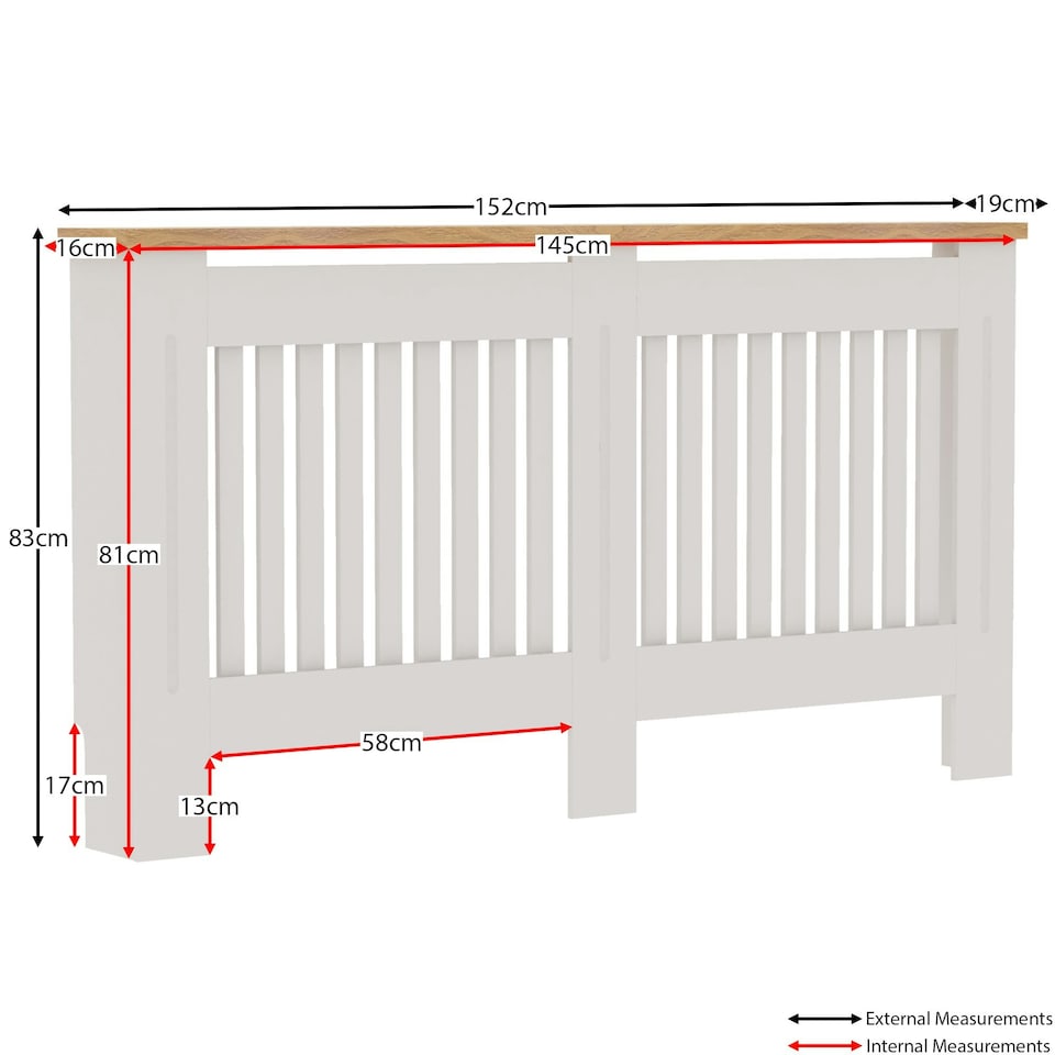 image 1 of Vida Designs Arlington Radiator Cover Painted MDF Slatted Cabinet, White, 152cm
