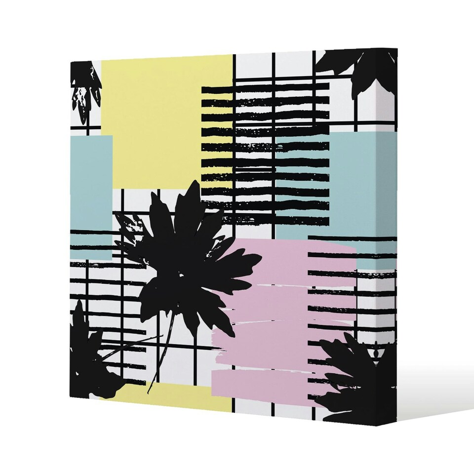 image 1 of Geometric Shape & Leaf Print (Canvas Print) 127 x 127 x 4cm