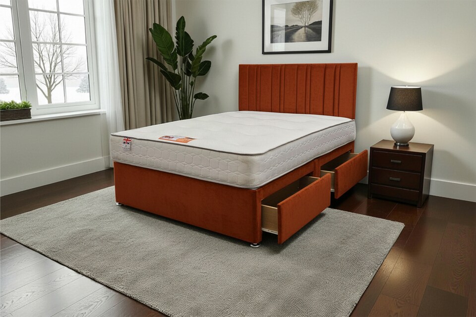image 1 of SKY Plush Bed Set With Mattress, 2 Drawers Same Side & 24"Headboard