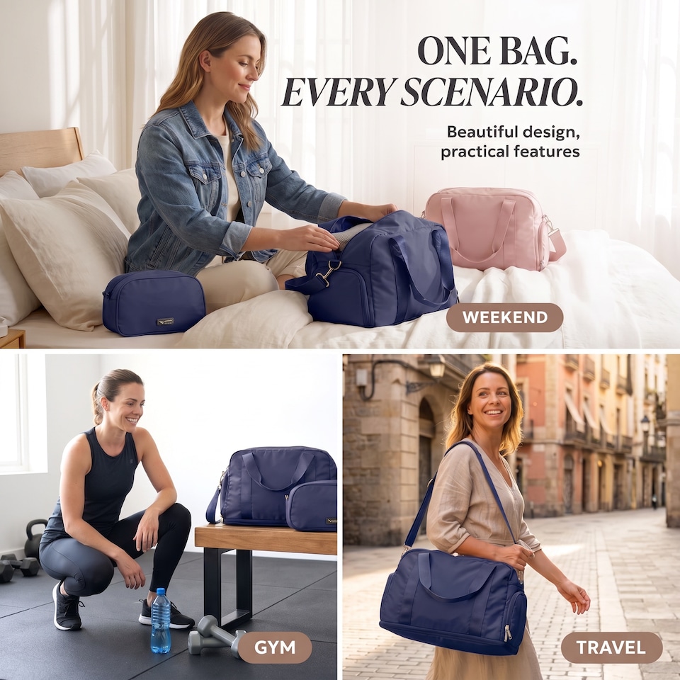 image 1 of Lugg Duffle and Toiletry Bag Set Waterproof Expandable Cabin Size 2 Piece