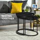 image 4 of HOMCOM 2 Pcs Modern Coffee Table with Faux Marble Side Accent Tables Black