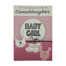 On The Birth Of Granddaughter Charming Pink Design Congratulations Card