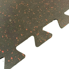 Red Speckle Commercial Rubber Interlocking Flooring Gym Mats - 50cm x 50cm x 6mm Black | One Size