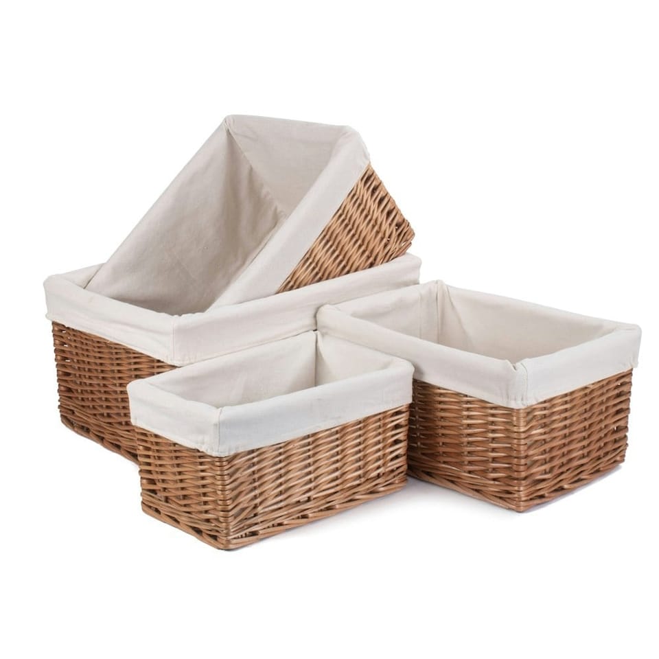 image 1 of Medium Lined Double Steamed Storage Basket | Brown | Brown