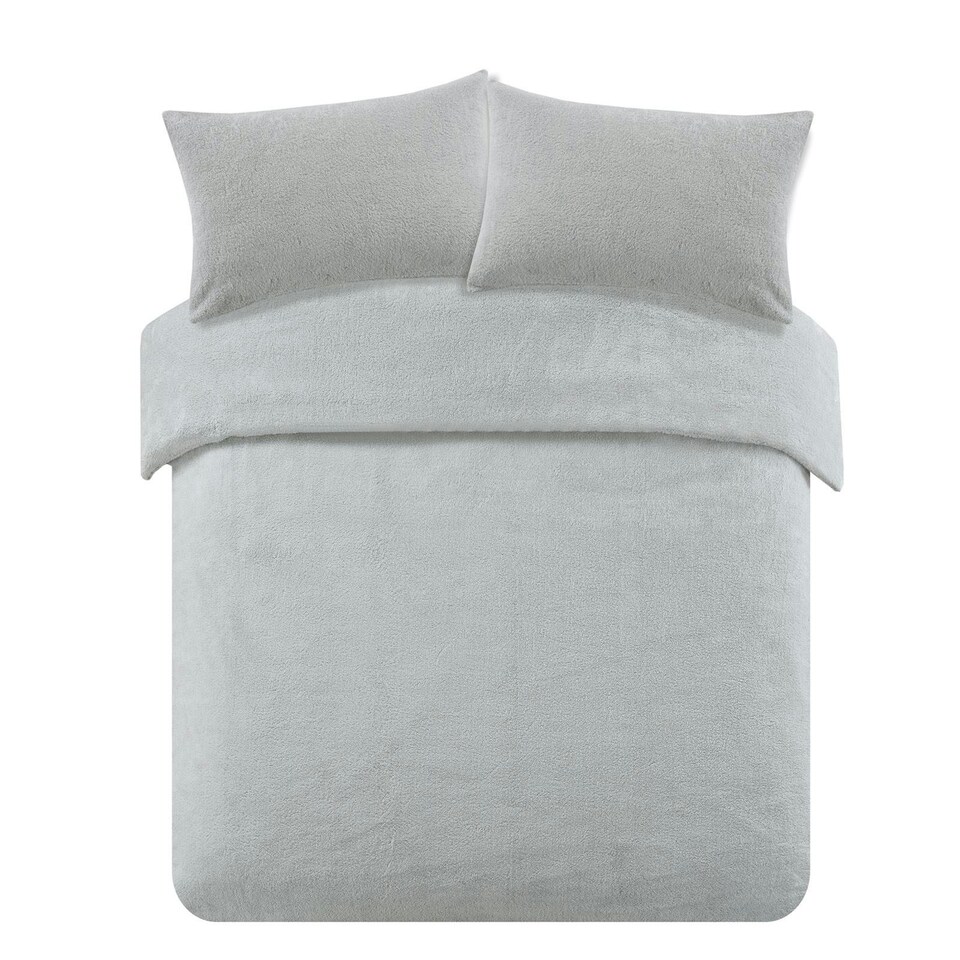 image 1 of OHS Teddy Duvet Cover with Pillowcase Set, King - Silver