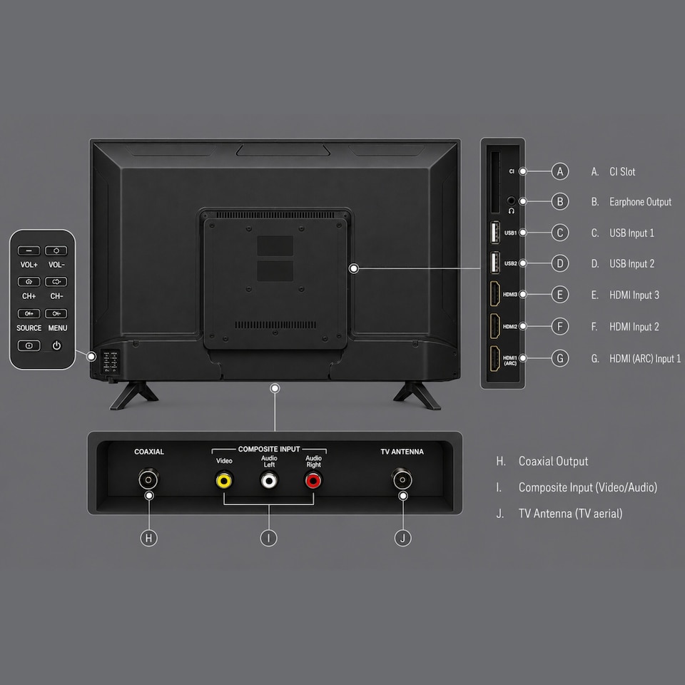 image 1 of EMtronics 32-Inch HD Ready 720p LED TV - Black