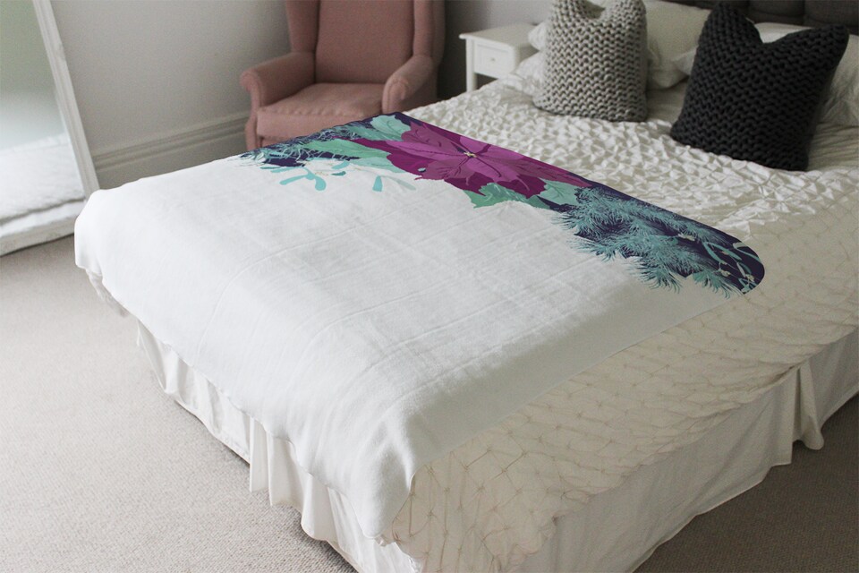 image 1 of Purple & Blue Flowers Blanket | Multi