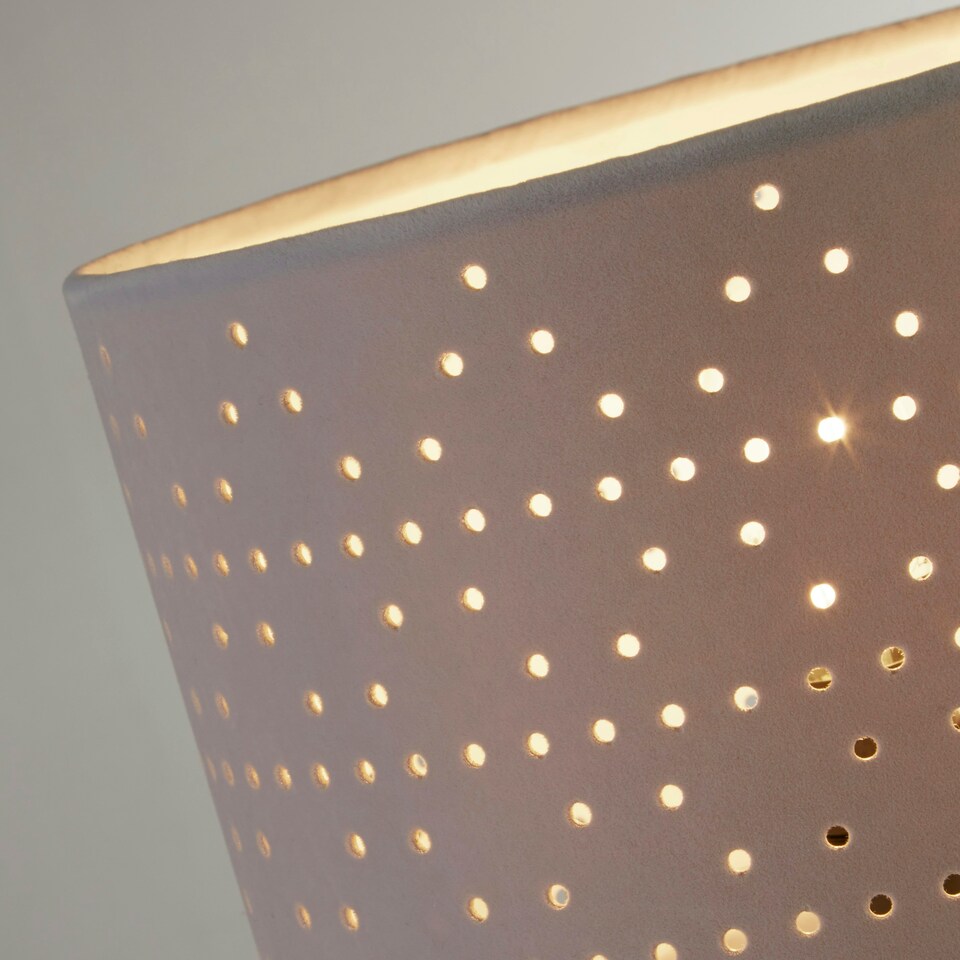 image 1 of GREY CUT OUT TABLE LAMP WITH BLACK BASE