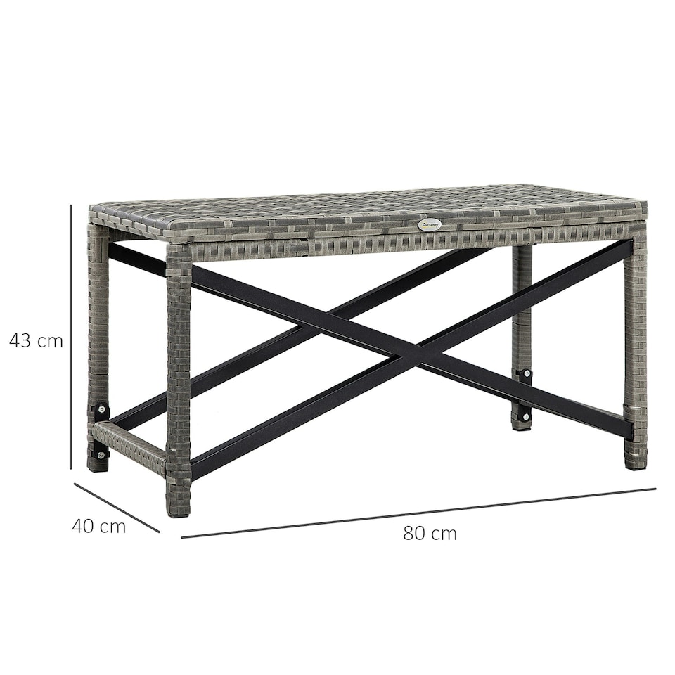 image 1 of Outsunny PE Wicker Outdoor Coffee Table, Rattan Side Table with Board