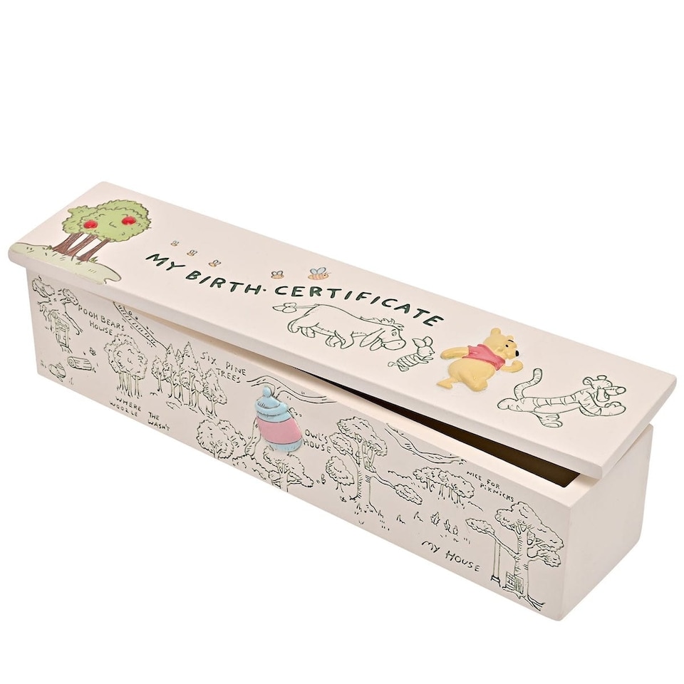 image 1 of Widdop Gifts Disney Winnie the Pooh Birth Certificate Holder