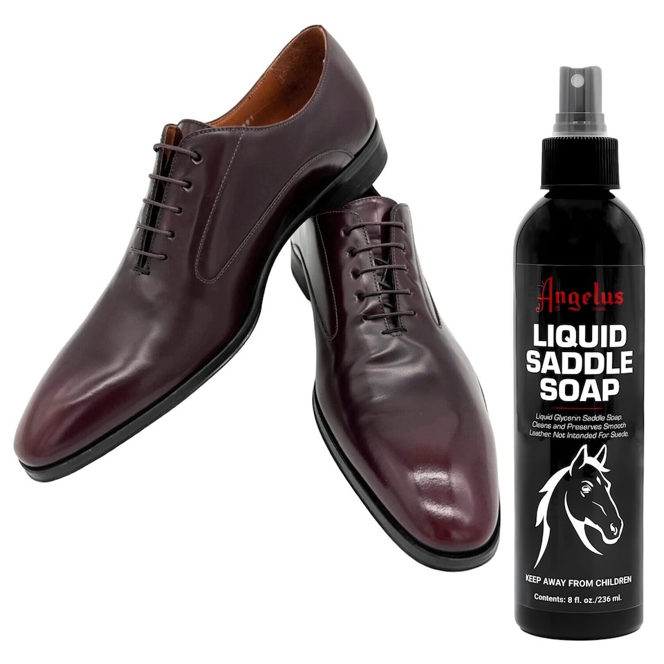 image 1 of Angelus Liquid Saddle Soap - Pump Action Spray for Easy Leather Cleaning 8oz | Clear