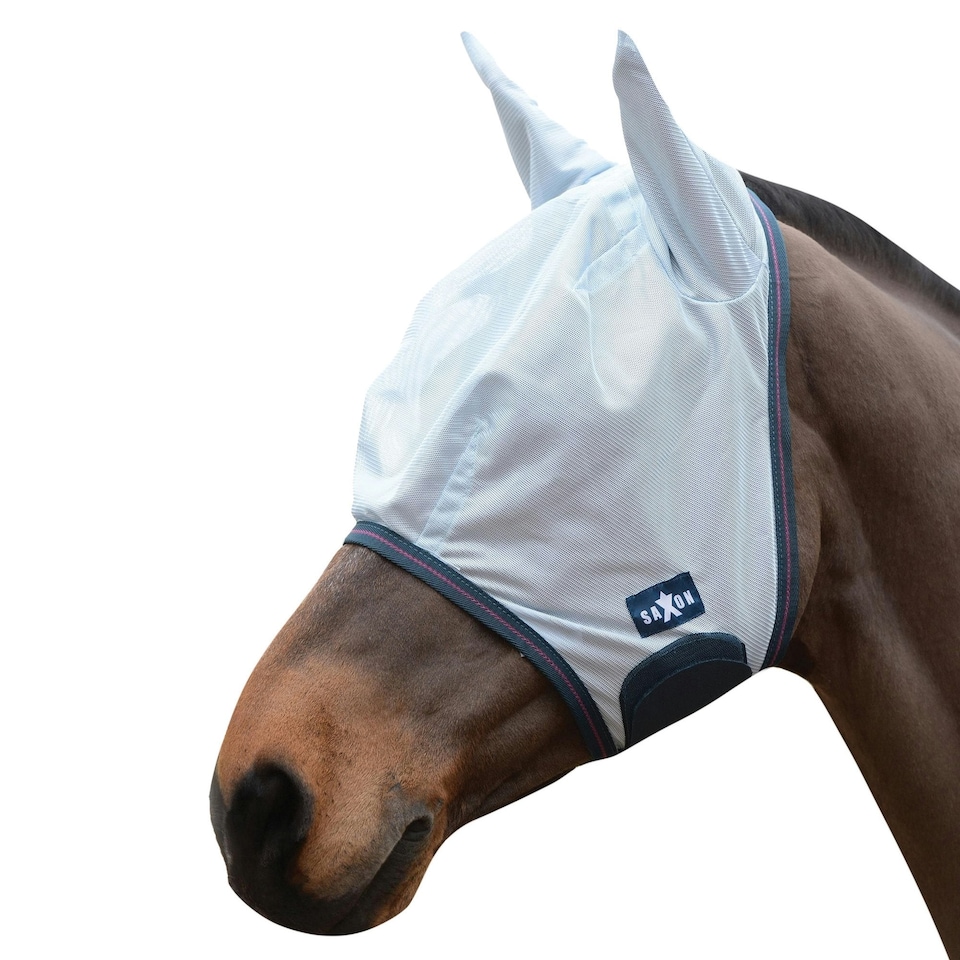 image 1 of Saxon Mesh Mask - White/Navy - Pony