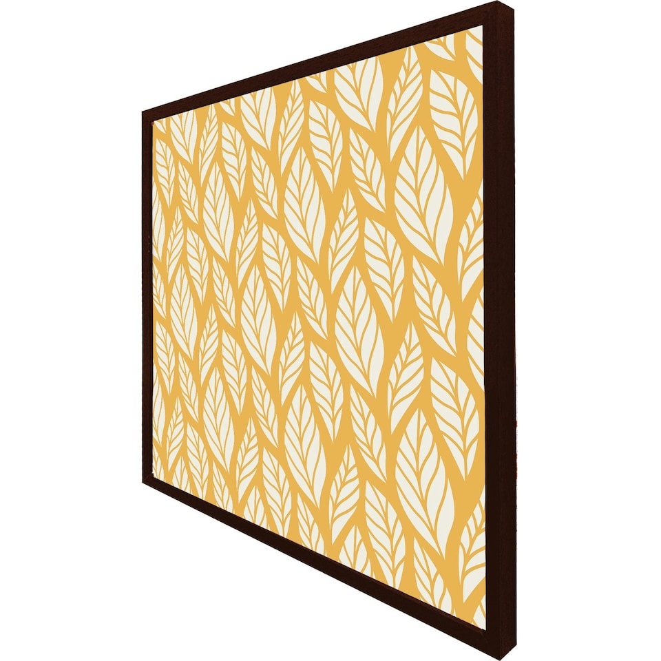 image 1 of White leaf pattern on orange (Picutre Frame) Brown | Oak | L