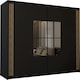 image 1 of Modern 150cm Sliding Wardrobe with Paneled Mirror Doors & Votan Strip | Adjustable Interior | White, Black, Grey, Oak Black | Black150cm
