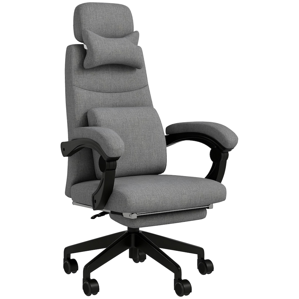 image 1 of Vinsetto Home Office Chair Reclining Computer Chair w/ Lumbar Support Dark Grey