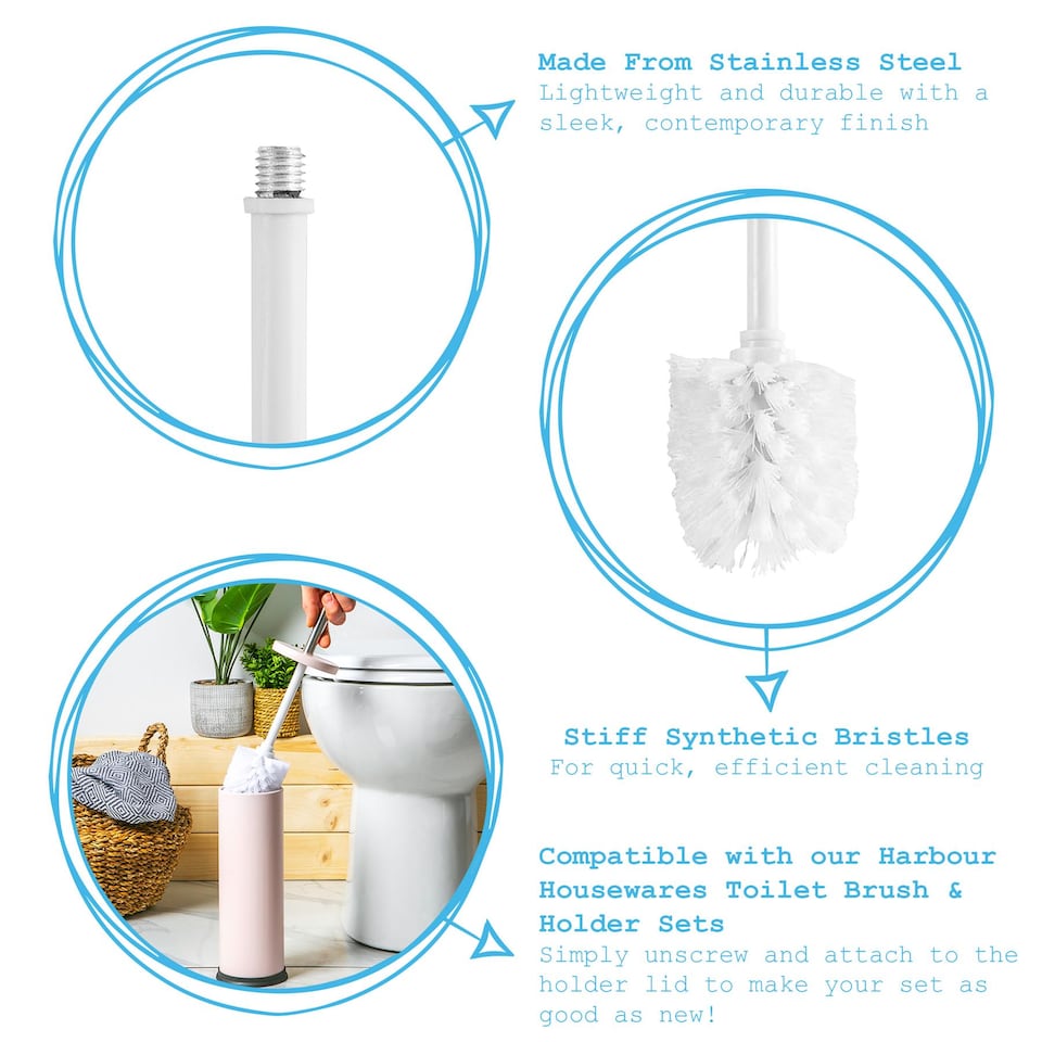 image 1 of Harbour Housewares Replacement Toilet Brush Head - White | White | White