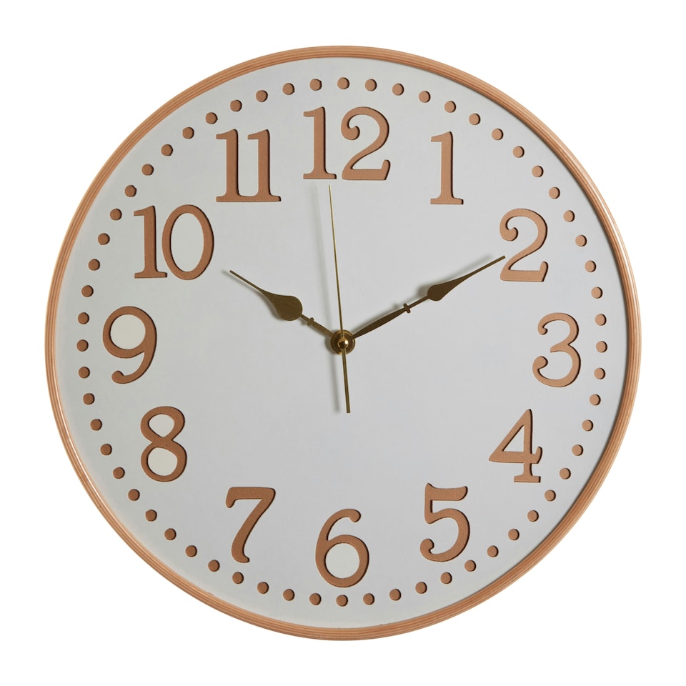 image 1 of Interiors by Premier Retro White Wood With Gold Numbers Wall Clock, Intricate Design Clock For KIitchen, Wall Clock For Outdoor