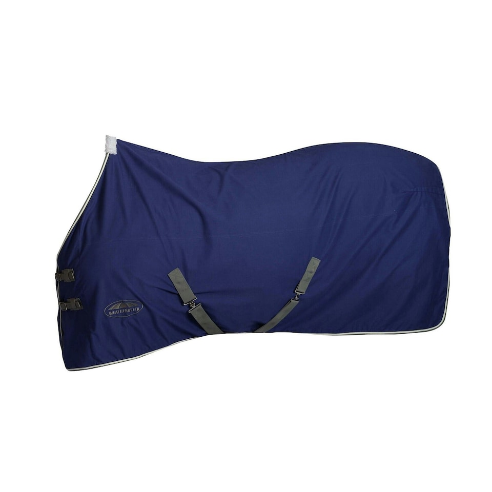 image 1 of Weatherbeeta Standard-Neck Cotton Horse Exercise Sheet - Dark Blue/Grey/White - 7´