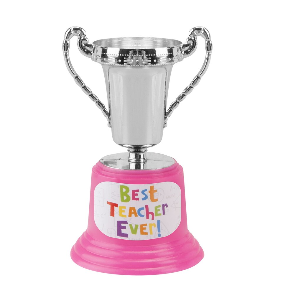 PMS Best Teacher Trophy Silver - School End-of-Year Novelty Gift