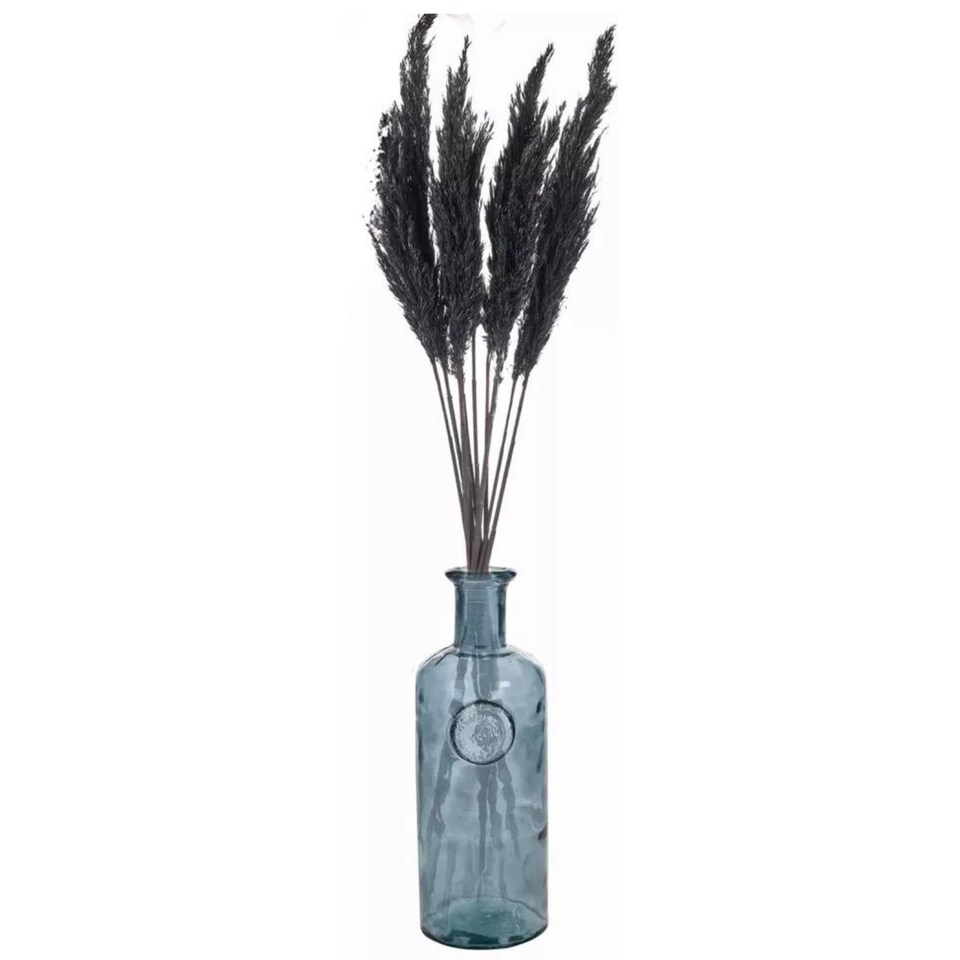 image 1 of 33cm Glass Vase with Black Pampas Plume | Grey | 1