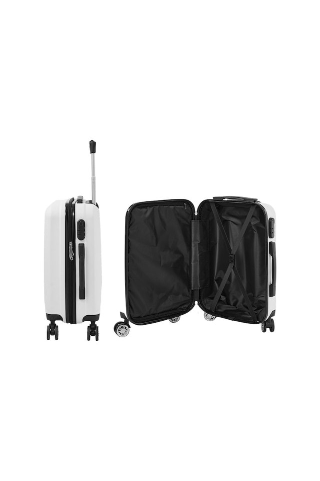 image 1 of Living and Home 2-Piece Geometric ABS Suitcase Set - White 20" & 14"