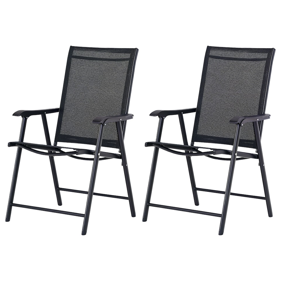 image 1 of Outsunny 2-PCS Garden Armchairs Outdoor Patio Folding Modern Furniture Black
